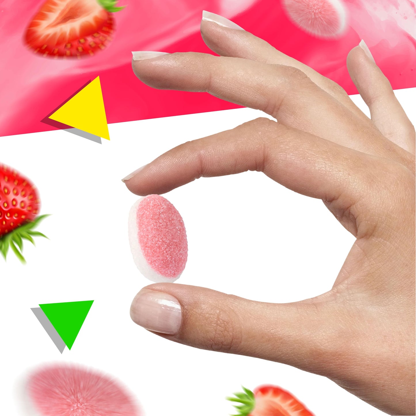 Strawberry Drops Puffy Gummies | 1 Pound Bag | Soft Candy | Chewy Pink Treats