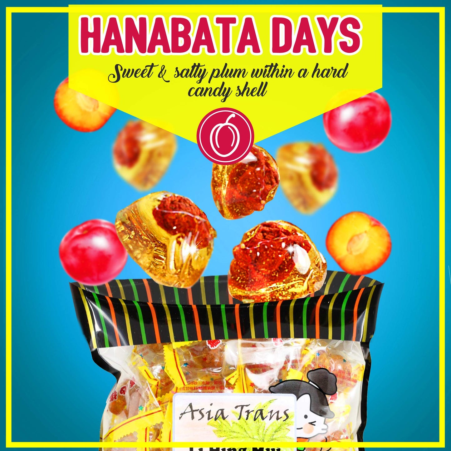 Asia Trans Golden Plum   Seed Drops - Hawaiian Favorite Sweet, Sour & Salty Dried Asian Plum Hard Candy