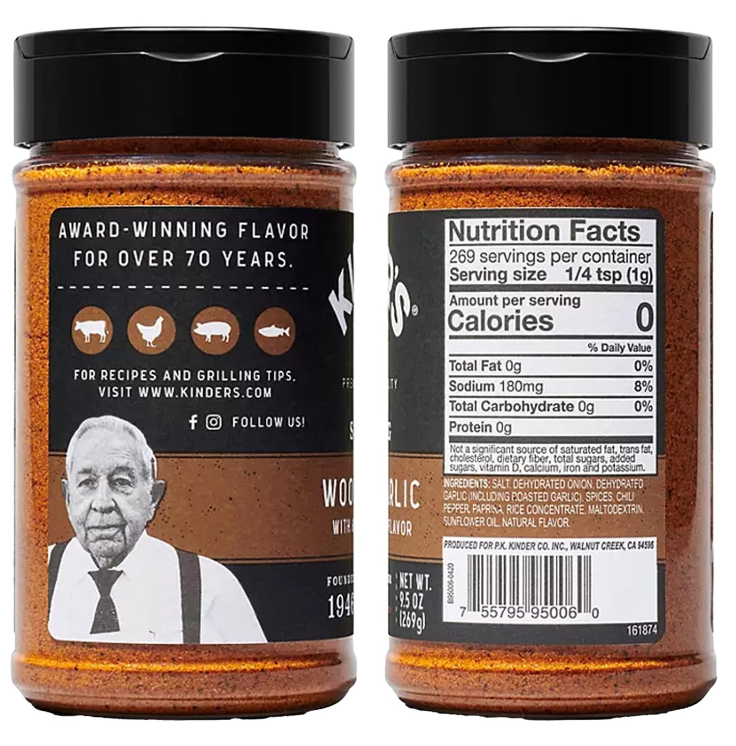 PEGASUS PREMIUM BRANDS Woodfired Garlic Rub Variety Pack, 9.5oz (2 Pack) with 3-Step Lid Cover