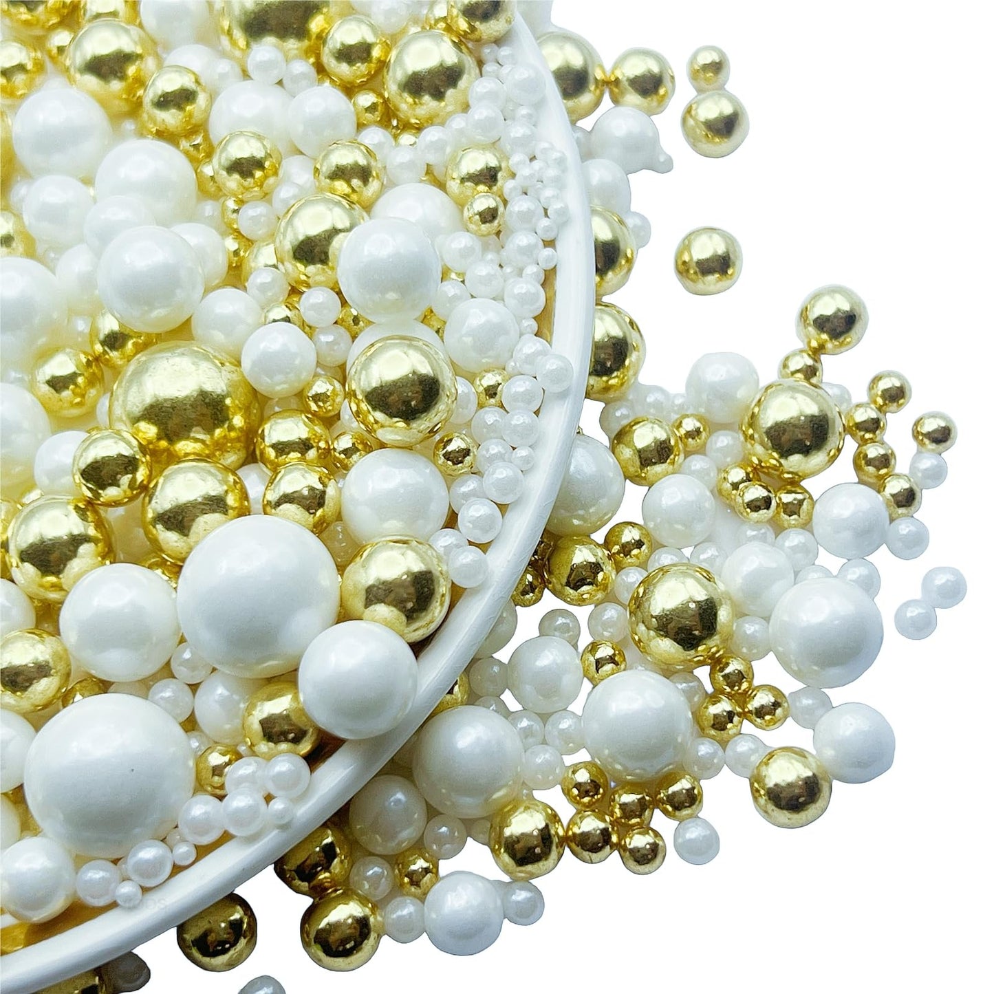Se Si&Moos White And Gold Pearl Sprinkles For Decorating Edible Cake Cookie Pearls Cupcake Decorations Gold And White Sprinkles