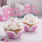 YCTHUNFISH 24 Pack Cupcake Toppers Glitter Bamboo Picks W 2.5 inch H 4.2 inch Pink for Birthday Baby Shower Party Decorations