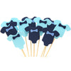 Gucuji 40 Pcs Blue Baby Jumpsuits Baby Shower Cake Cupcake Toppers Picks For Birthday Boys Party Decorations