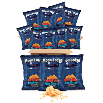Moon Lodge 18 Pack Buffalo Wings Potato Chips - Kosher & Halal Snacks for All Ages, Perfect for Parties & Movie Nights (1.5 Oz B