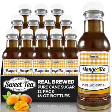 Iced Tea Mango, Real Brewed, Pure Cane Sugar, Caffeinated All Natural, No Artificial Flavors by Southern Sweet Tea Company 12PK