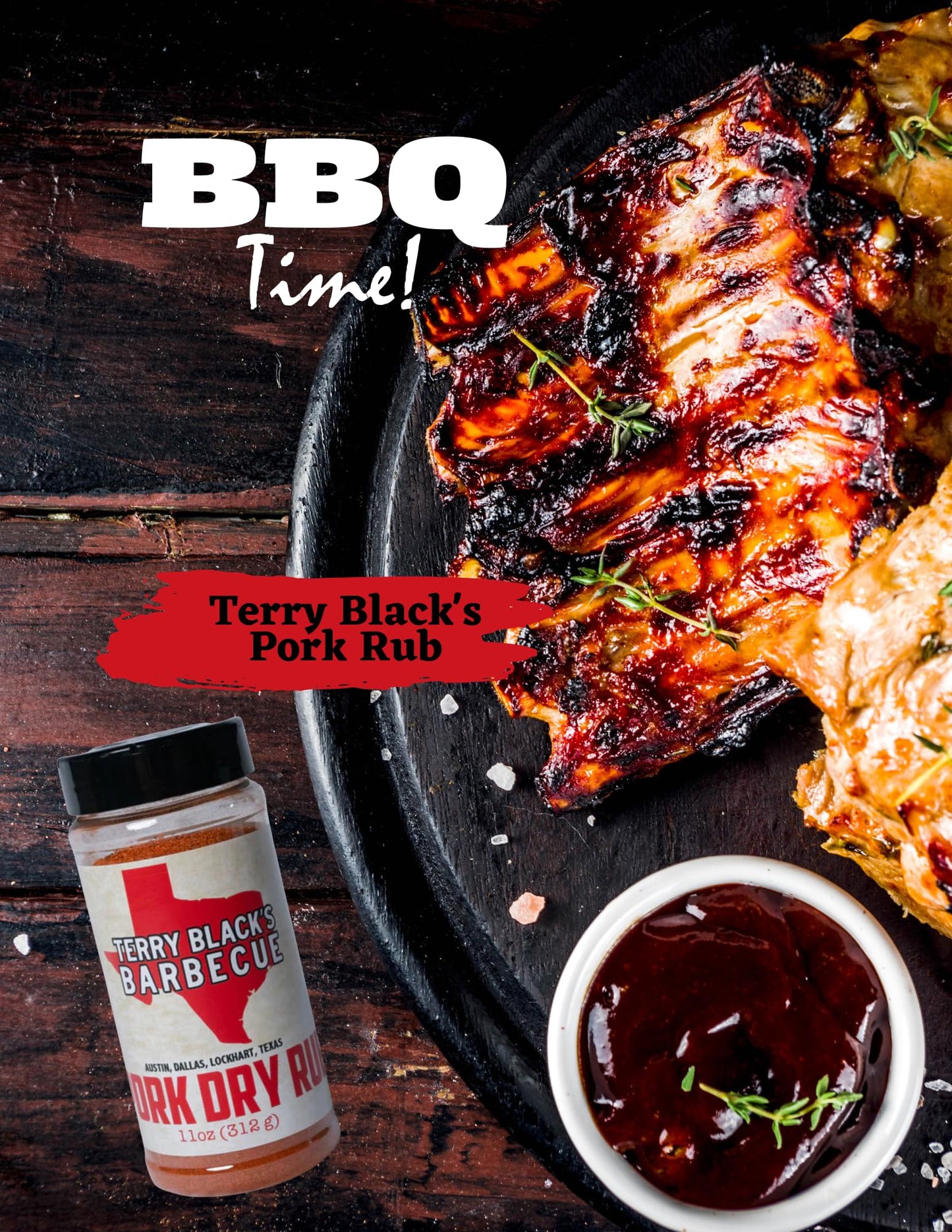 Terry Black's Barbecue Pork Dry Rub - 11 Ounce Seasoning Blend for Grilling