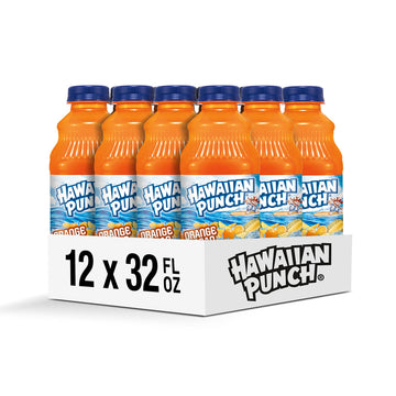 HAWAIIAN PUNCH Orange Ocean Fruit Juice Drink, Caffeine-Free, 32 Fl Oz Bottle, Pack of 12, Excellent Source of Vitamin C