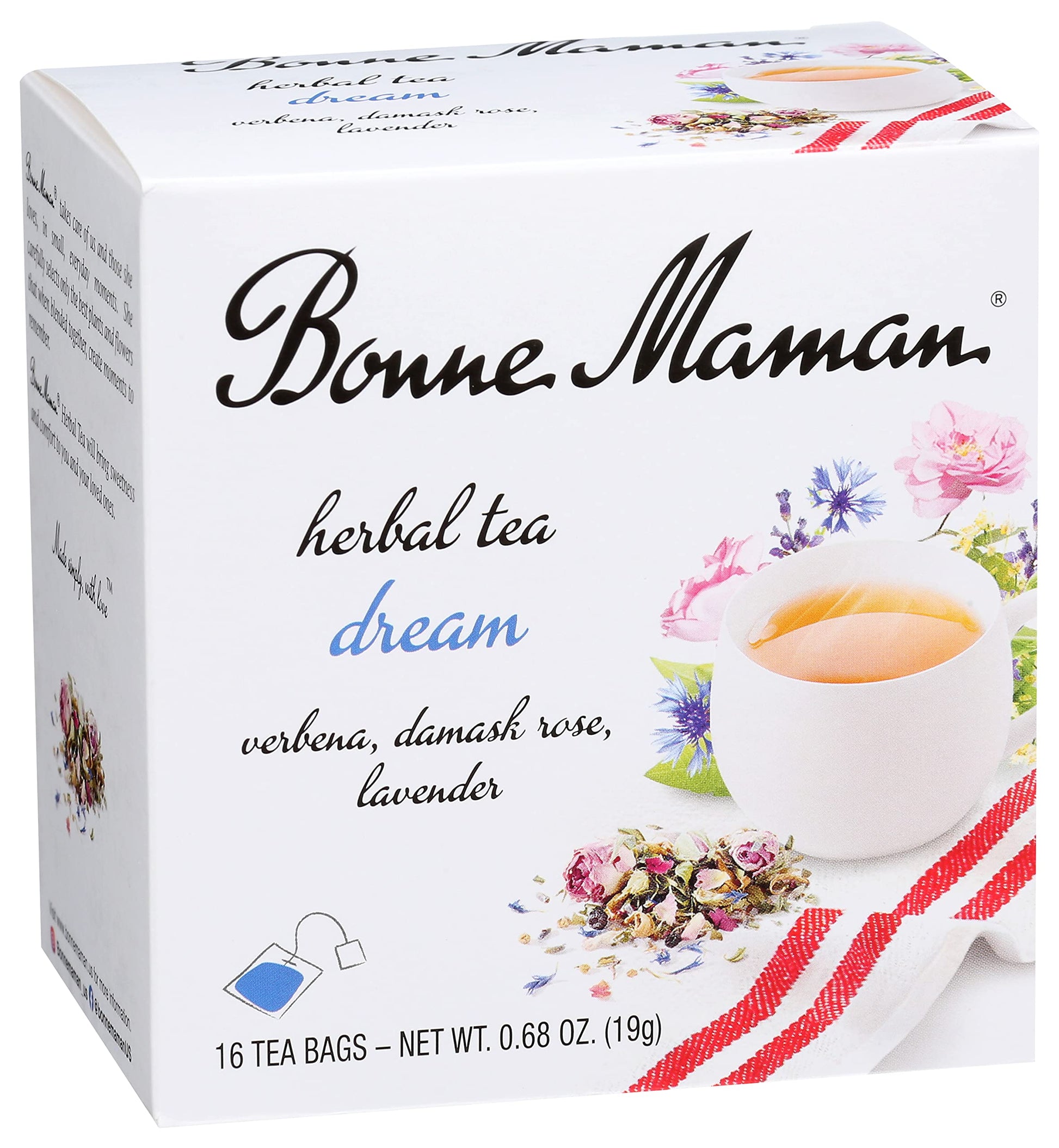 Bonne Maman Organic Herbal Tea Dream: Verbena, Damask Rose & Lavendar Blend, 16 Tea Bags (Pack Of 1), 16 Count