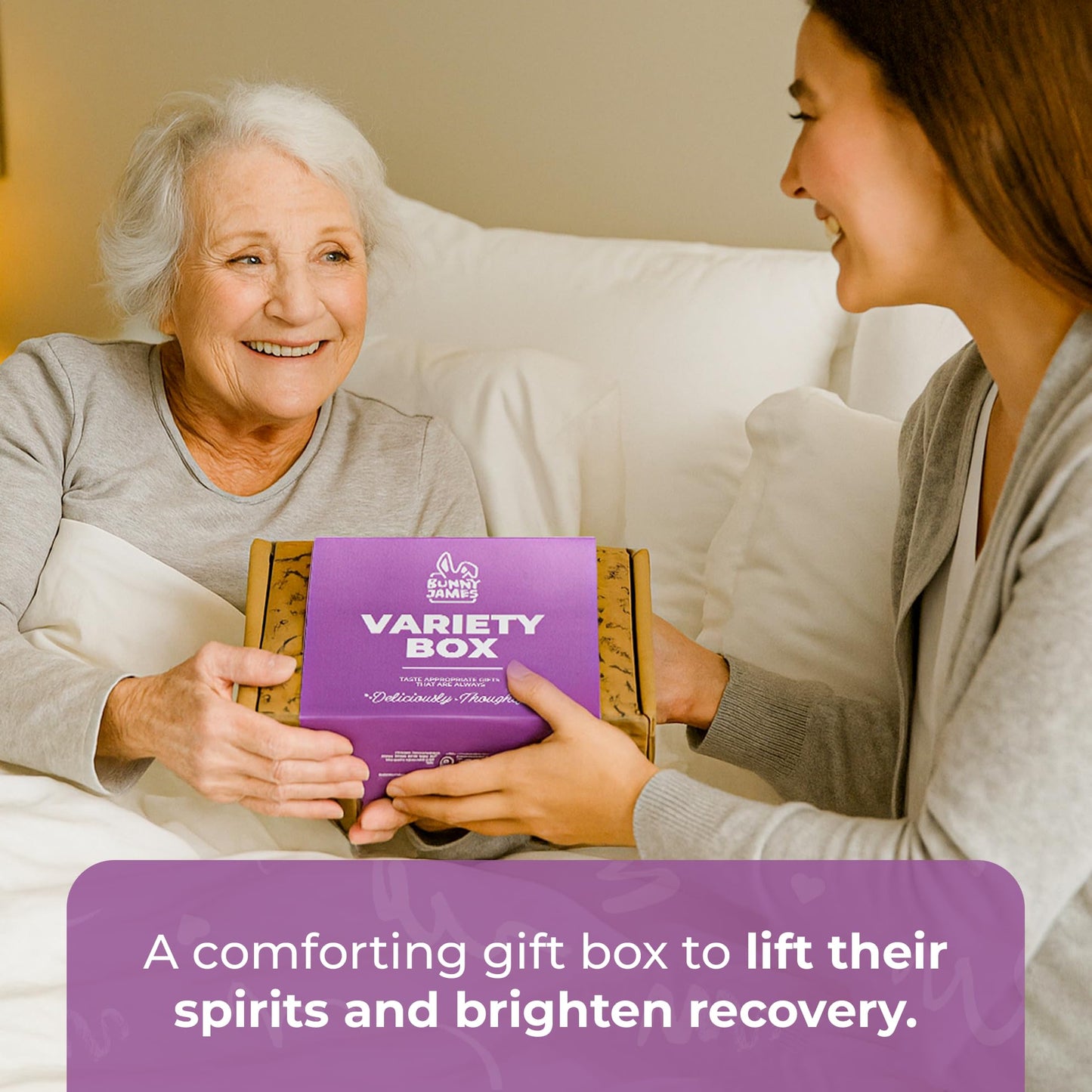 BUNNY · JAMES · Vegan Get Well Soon Care Package - 12-Piece Gift Box with Healthy Snacks & Cozy Socks