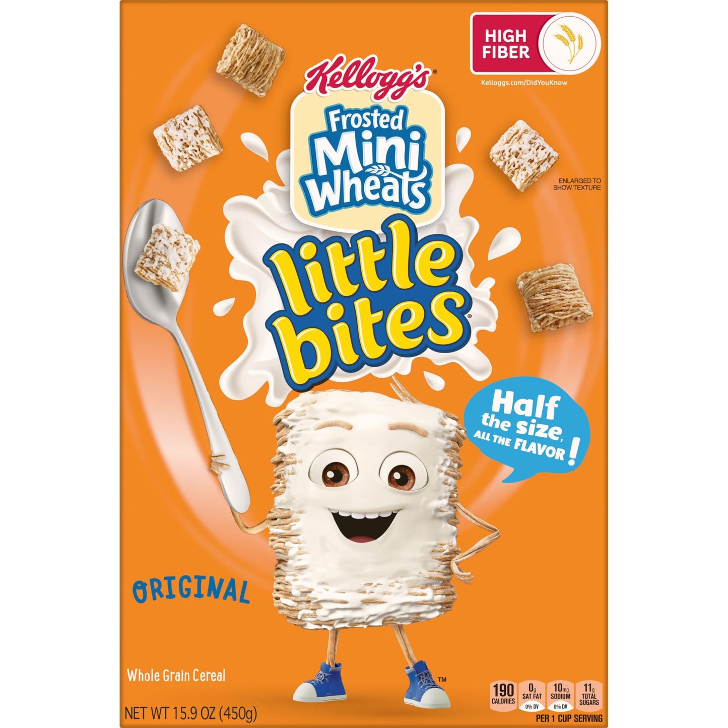 Kelloggs Frosted Mini-Wheats Little Bites Cold Breakfast Cereal, Fiber Cereal, Kids Snacks, Original (10 Boxes)