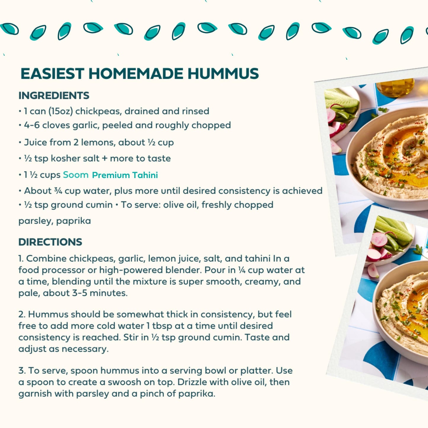 Soom Foods Organic Tahini Paste, Creamy Sesame Seed Spread, Vegan, Gluten-Free, 11oz