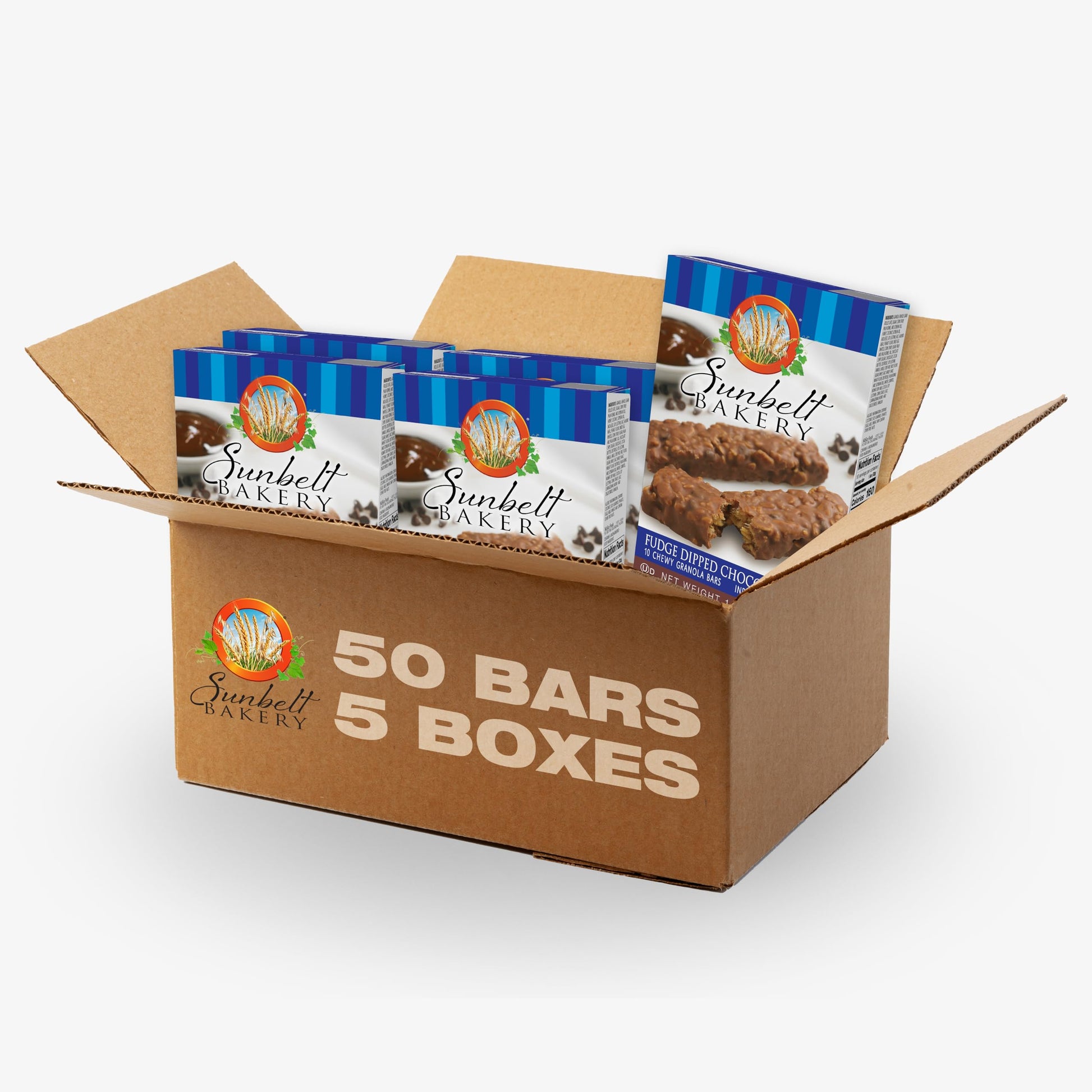 Sunbelt Bakery Fudge Dipped Chocolate Chip Chewy Granola Bars, 50-1.1 Oz Bars (5 Boxes)