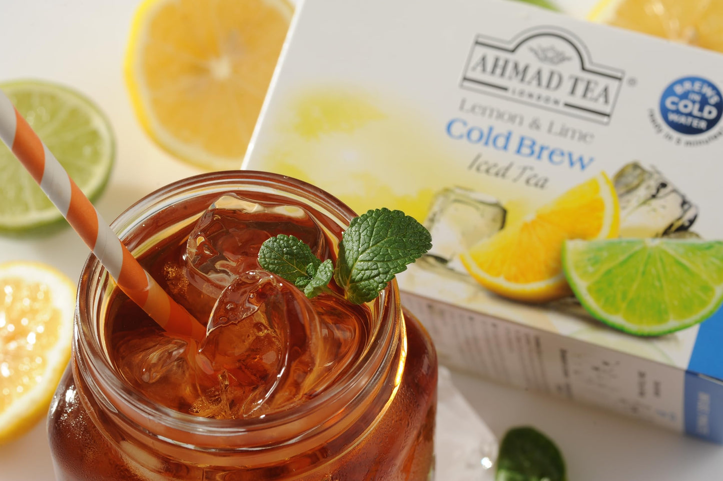 Ahmad Tea Black Tea  Cold Brew Lemon and Lime Teabags  Iced Tea  20 ct (Pack of 6) - Caffeinated and Sugar-Free