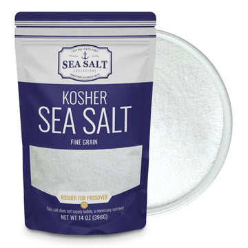 Kosher Sea Salt, Fine Grain Kosher Salt, Replacement For Table Salt, Non-Iodized, All-Natural, No Additives (14 Oz Bag) - Sea Sa