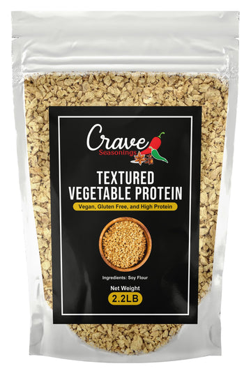 Crave Textured Vegetable Protein, 2.2LB Bag, Vegan, Gluten Free, High Protein Chunks, Unflavored