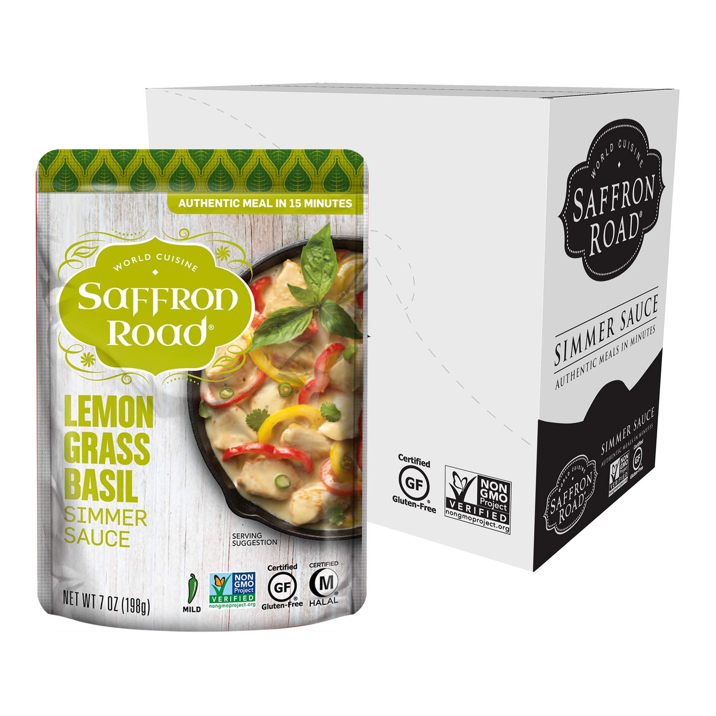 Saffron Road Simmer Sauce Lemongrass Basil - Non-Gmo, Gluten-Free, Halal, Kosher, Vegan (7 Ounce (Pack Of 8))