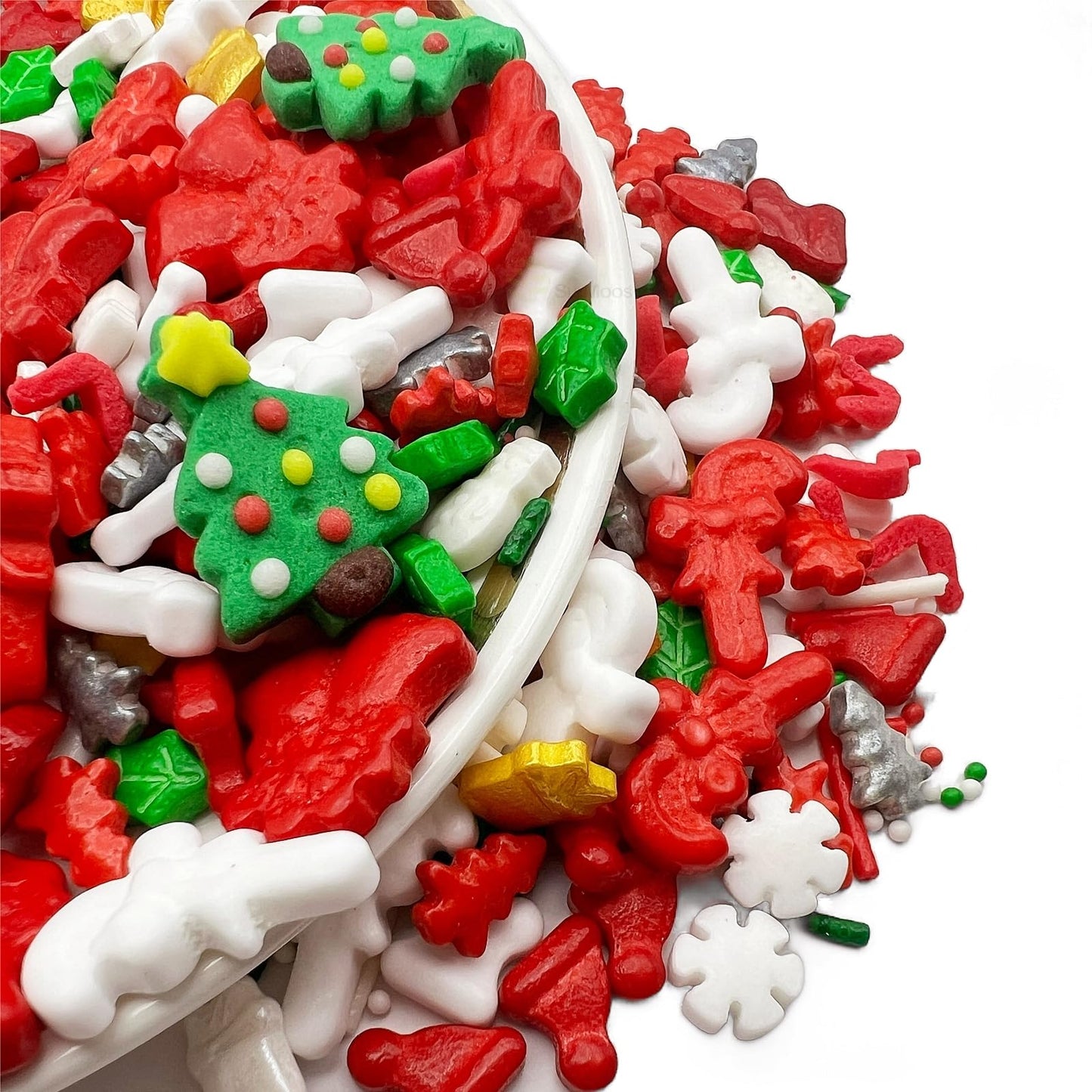 Se Si&Moos Christmas Sprinkles Mix Christmas Cookie Decorations Red Green And White Sprinkles For Cake Decorating Edible Holiday Cookie Decorations Baking Supplies For Holiday 3 Oz (2 Xmas Tree Toppers)