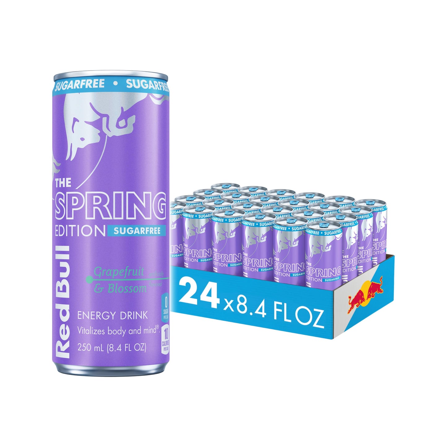 Red Bull Spring Edition Sugarfree Energy Drink  Gfruit  8.4 fl. oz.  Case of 24 cans  with 80mg Caffeine  Taurine & B Vitamins