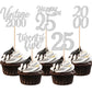 ZHUOWEISM 30PCS Cupcake Toppers for 25th Birthday, Vintage Silver Paper Picks