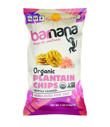 Barnana Organic Plantain Chips, Himalayan Pink Salt, 5 Ounce Bag - Paleo, Vegan, Grain Free Chips