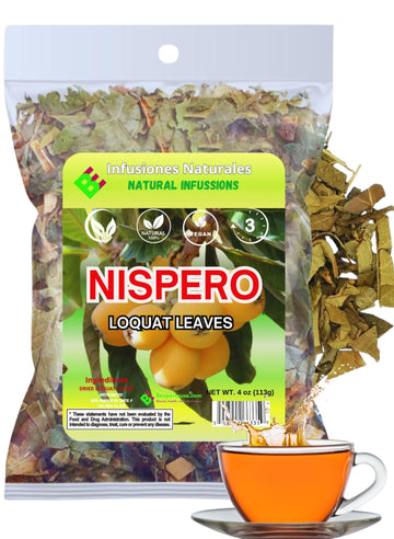 Te Hojas de N  spero (Loquat Leaves Tea) - 4oz (113g) - 100% Natural, Wildcrafted, Non-GMO, Gluten-Free, Vegan