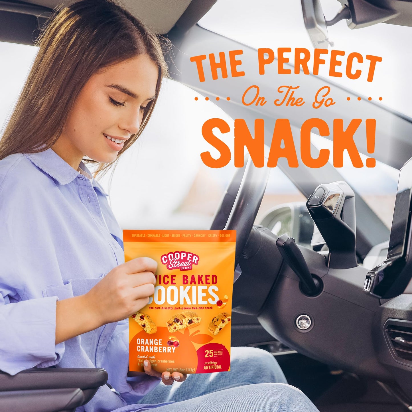 cooper Street cookies All Natural Twice Baked crispy cookie, Nut & Dairy Free, Biscotti Style 5oz (Orange cranberry) (Orange cra