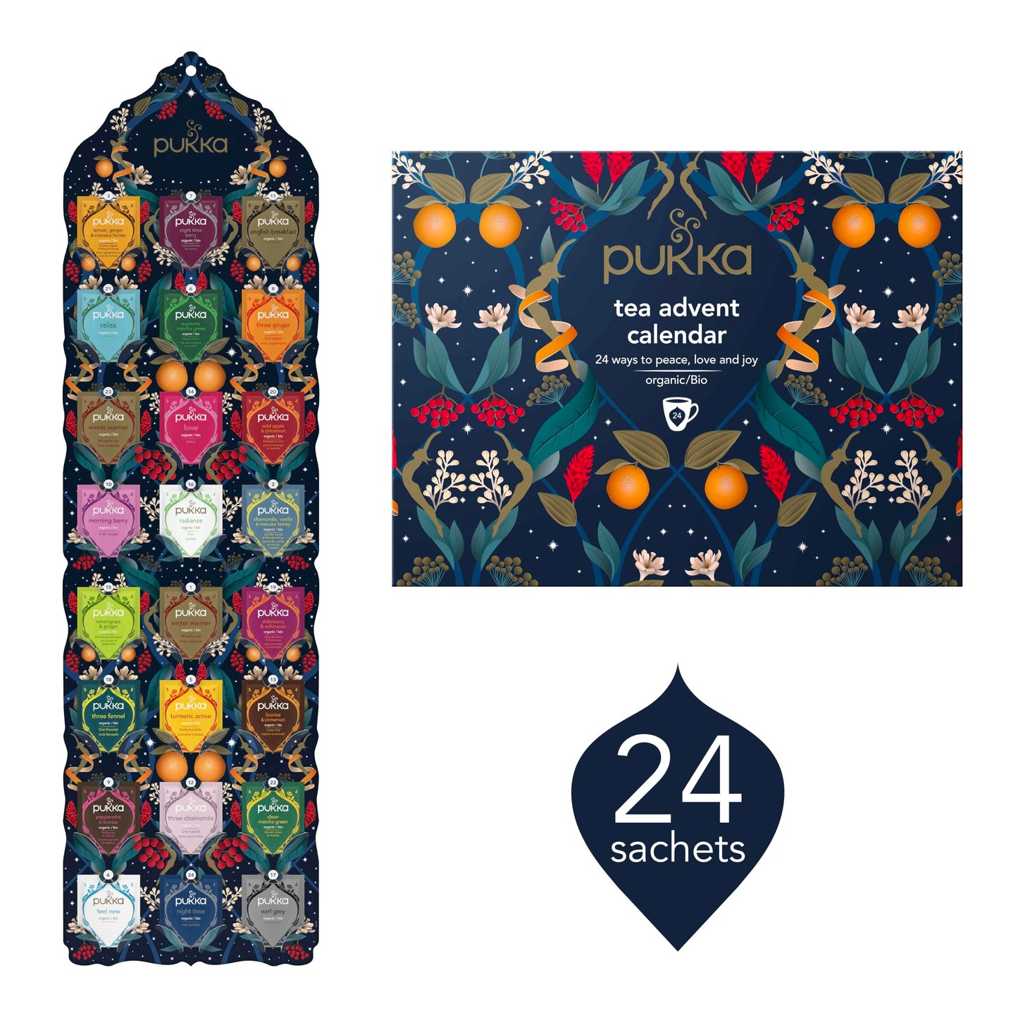 Pukka Herbal & Tea Gift Calendar, Tea Selection Made With Organic Ingredients, Best For Birthdays, Anniversaries & Holidays, 24 Bags