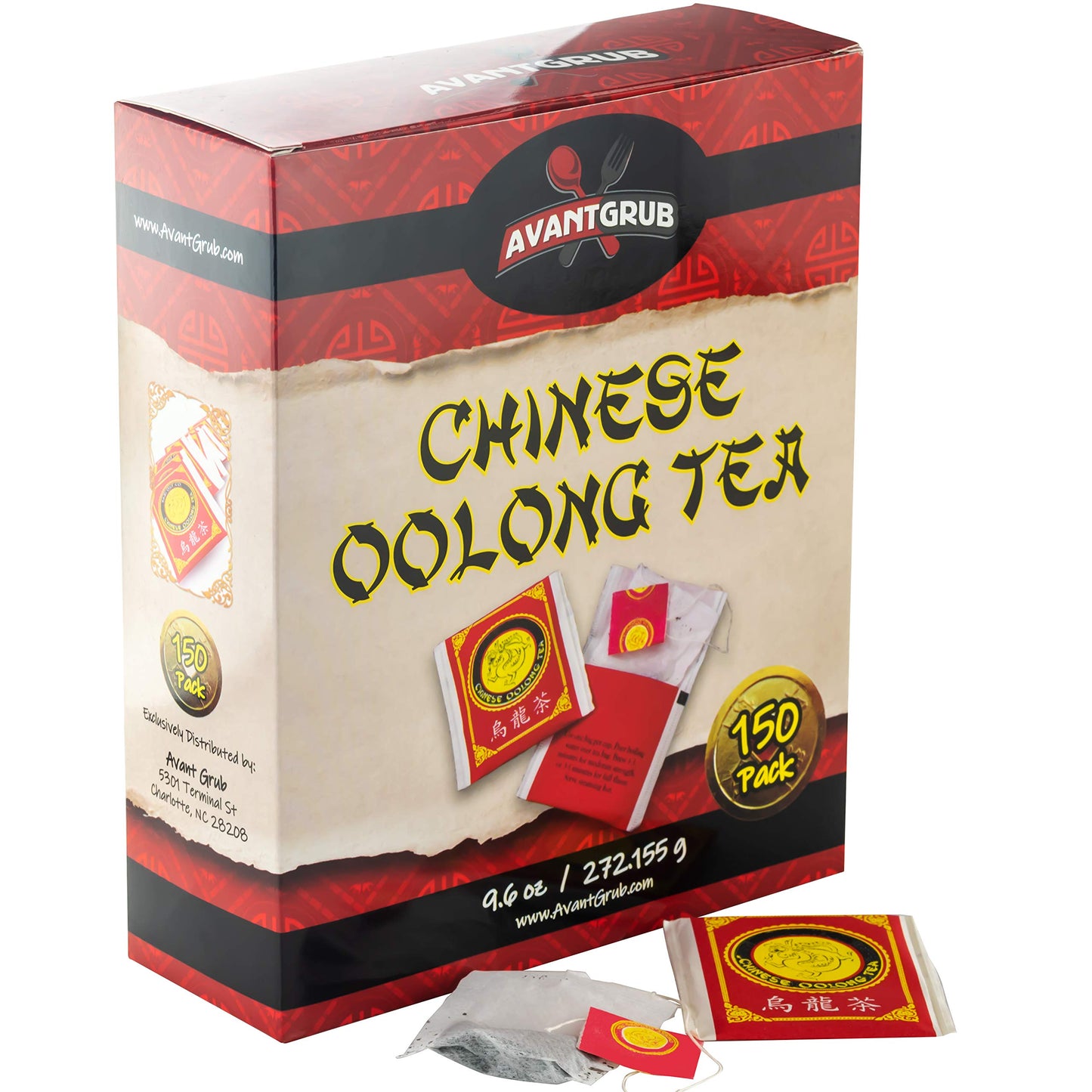 Avant Grub Oolong Tea Bags, Premium Chinese Tea Sachets, 9.3 Ounce (Pack of 150), Caffeinated Hot/Iced Drinks, Green/Black Tea