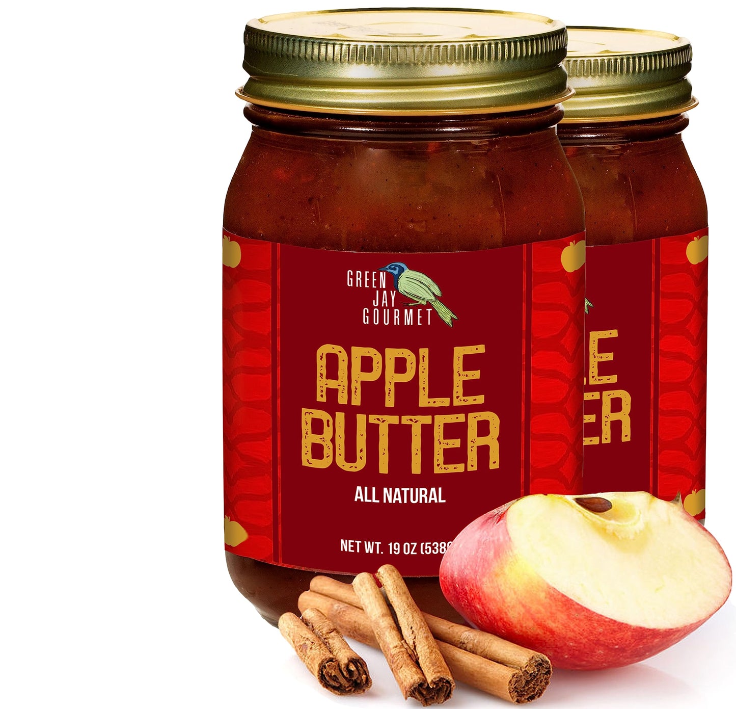 Green Jay Gourmet Apple Butter - All-Natural, Gluten-Free Fruit Spread - Apple Spread With Apples, Cinnamon & Spices - Gourmet F