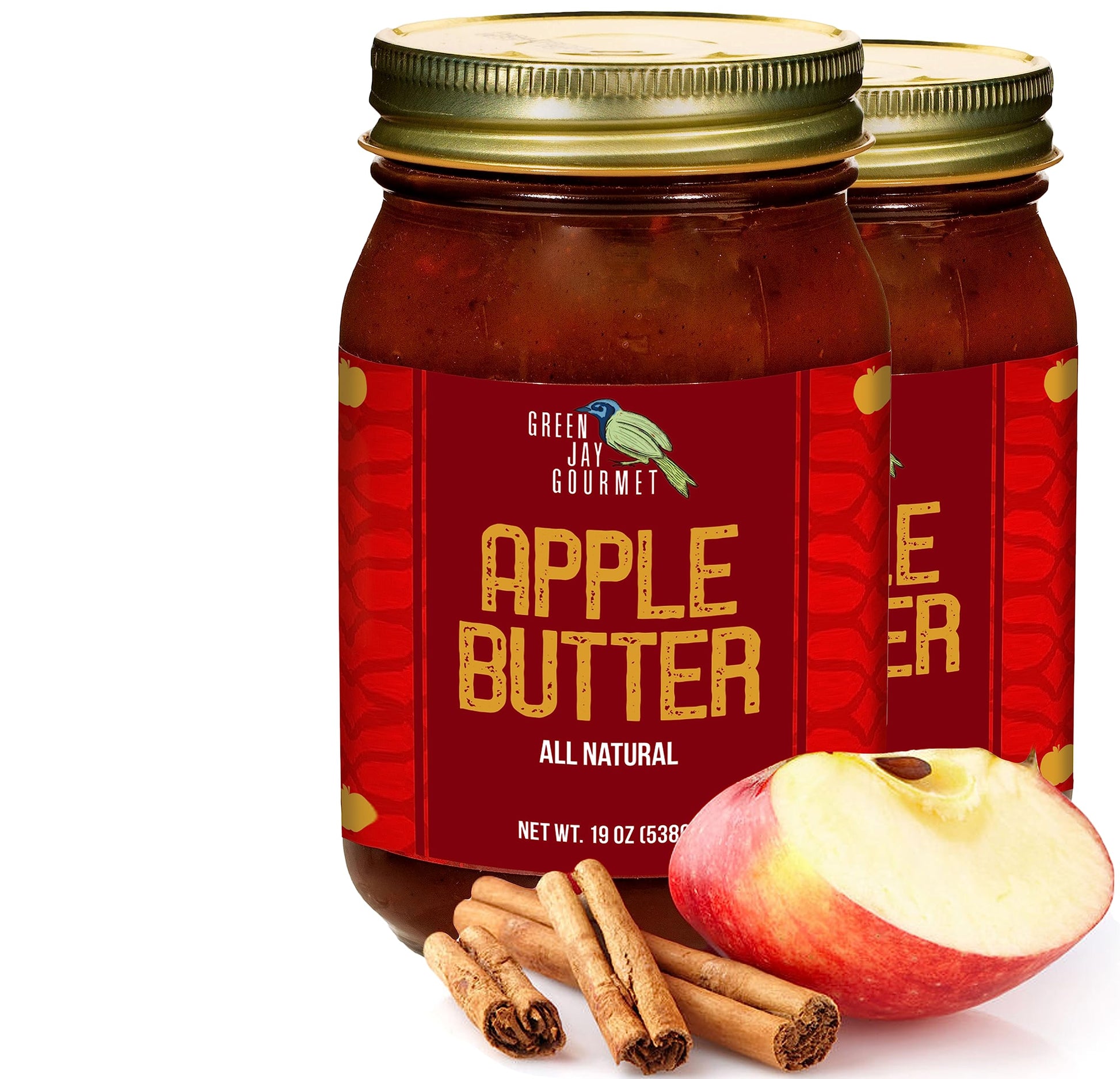 Green Jay Gourmet Apple Butter - All-Natural, Gluten-Free Fruit Spread - Apple Spread With Apples, Cinnamon & Spices - Gourmet F