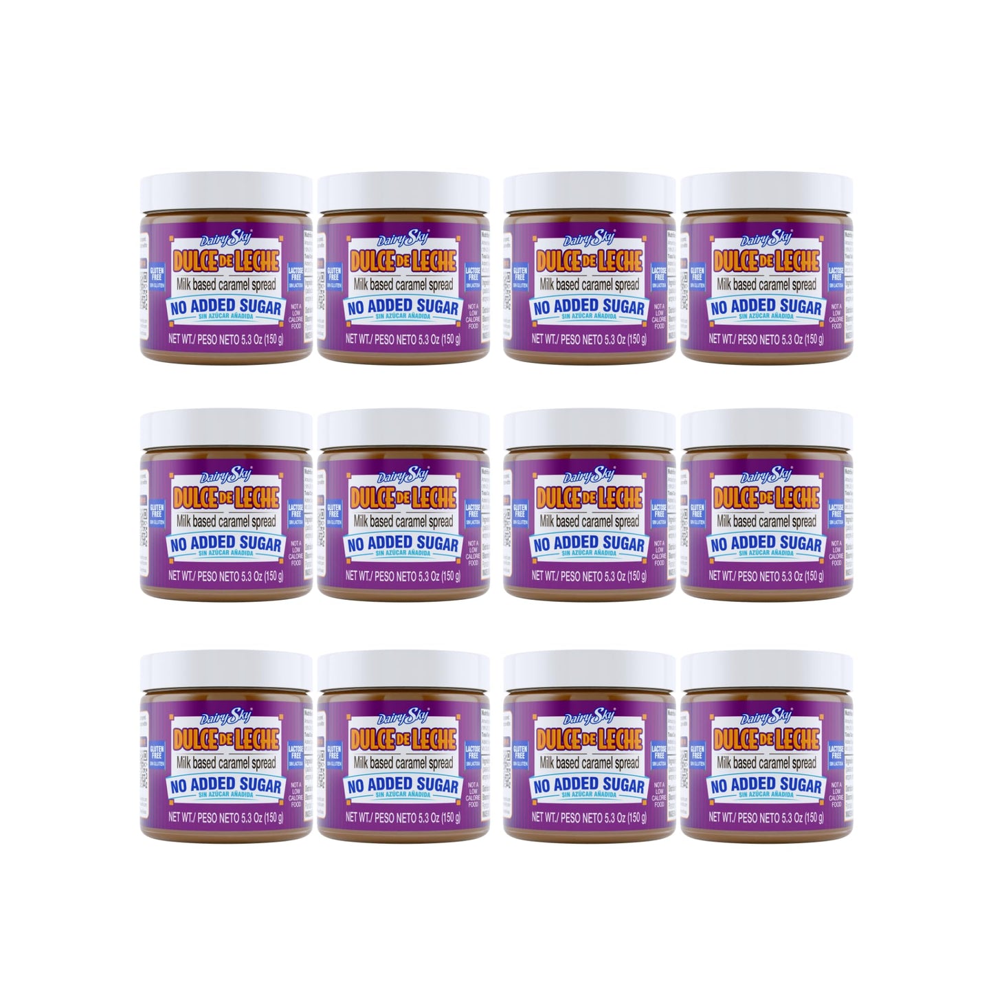 Dairysky Dulce De Leche No Added Sugar - 5.3 Oz Made With Real Milk, Gluten-Free - Milk Based Caramel - Perfect For Desserts, 12
