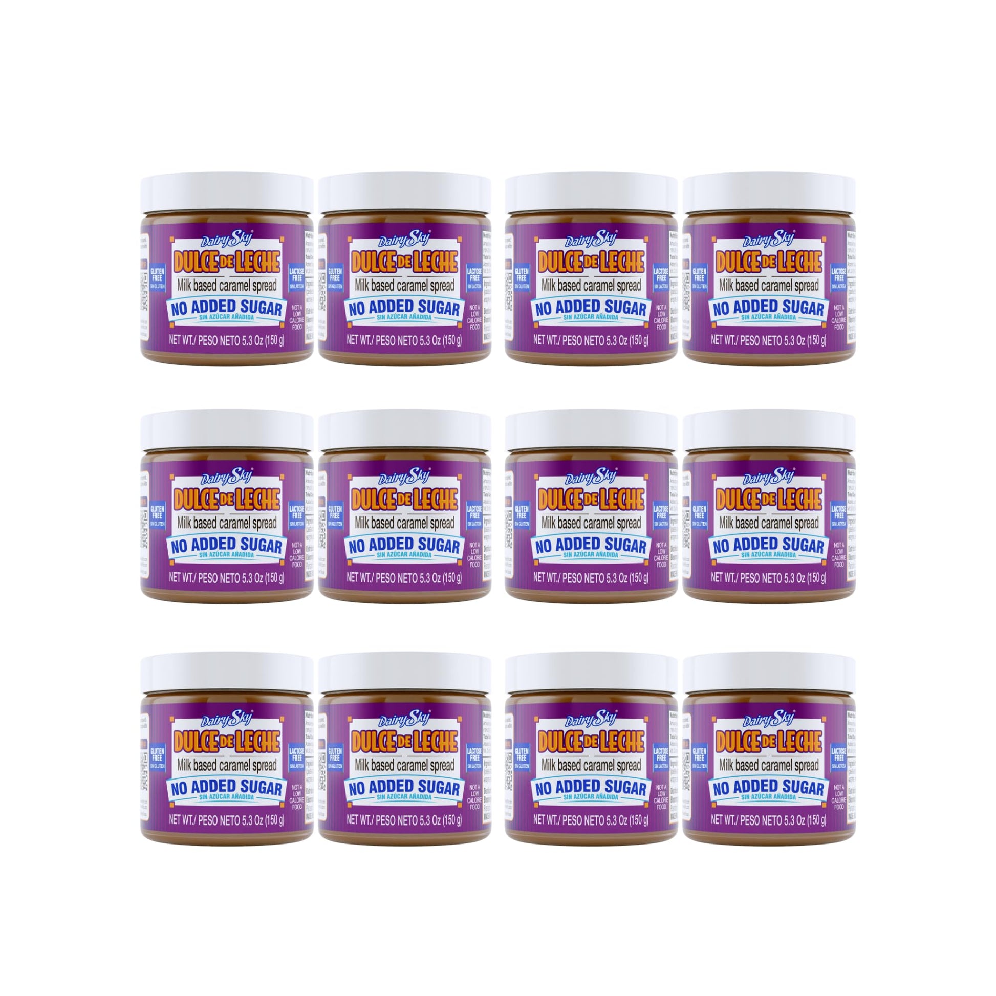 Dairysky Dulce De Leche No Added Sugar - 5.3 Oz Made With Real Milk, Gluten-Free - Milk Based Caramel - Perfect For Desserts, 12