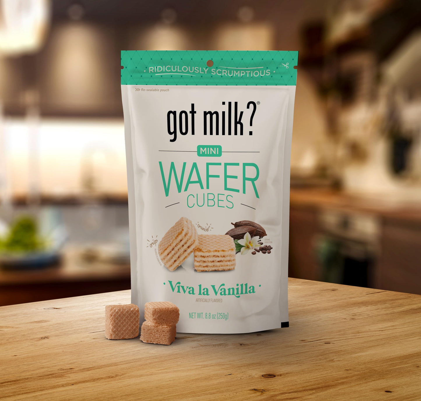Got Milk Very Vanilla Wafer Cubes, Delicious Wafer Squares For Dessert Or Snack, 8.8 Oz.