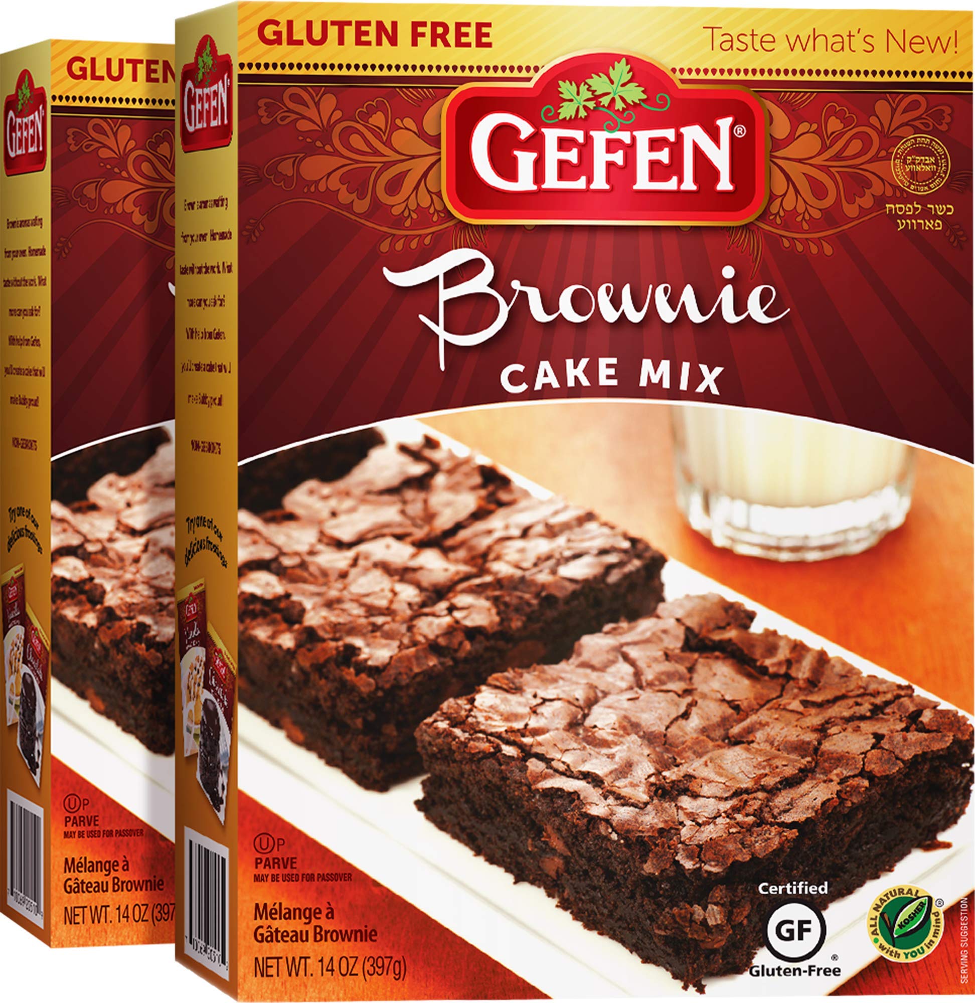 Gefen Gluten Free Brownie Fudge Cake Mix 14oz (2 Pack) | Grain Free | Soy Free | Dairy Free | Kosher for Passover, Quick and Eas