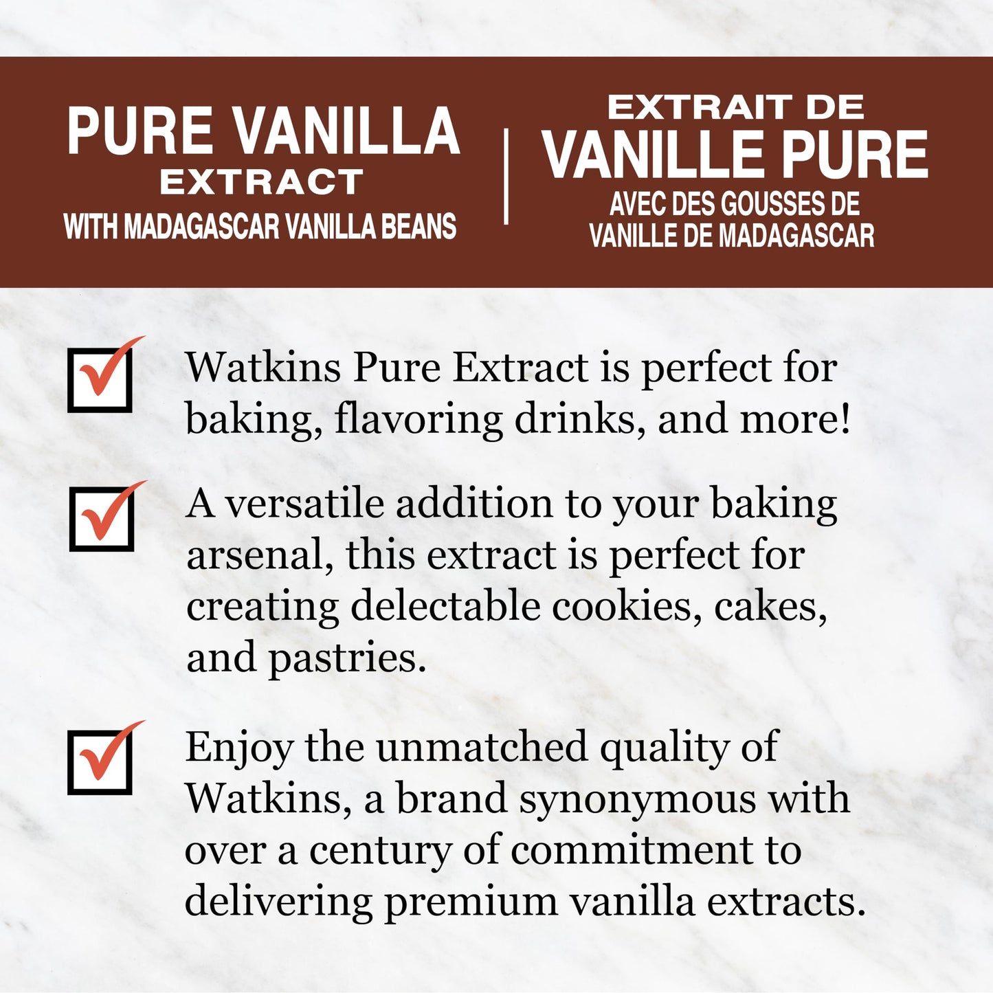 Watkins Pure Vanilla Extract, with Madagascar Vanilla Beans, Non-GMO, Kosher, 2 oz. Bottle, 1-Pack