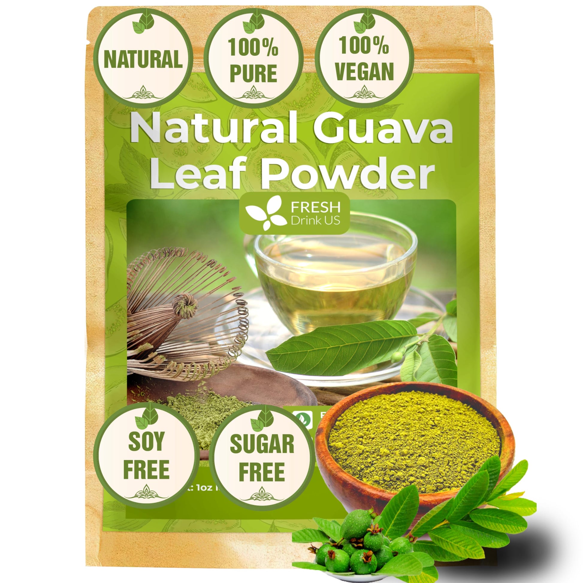 FRESHDRINKUS Guava Leaf Powder | Non-GMO, Gluten-Free, Vegan | 1.1oz
