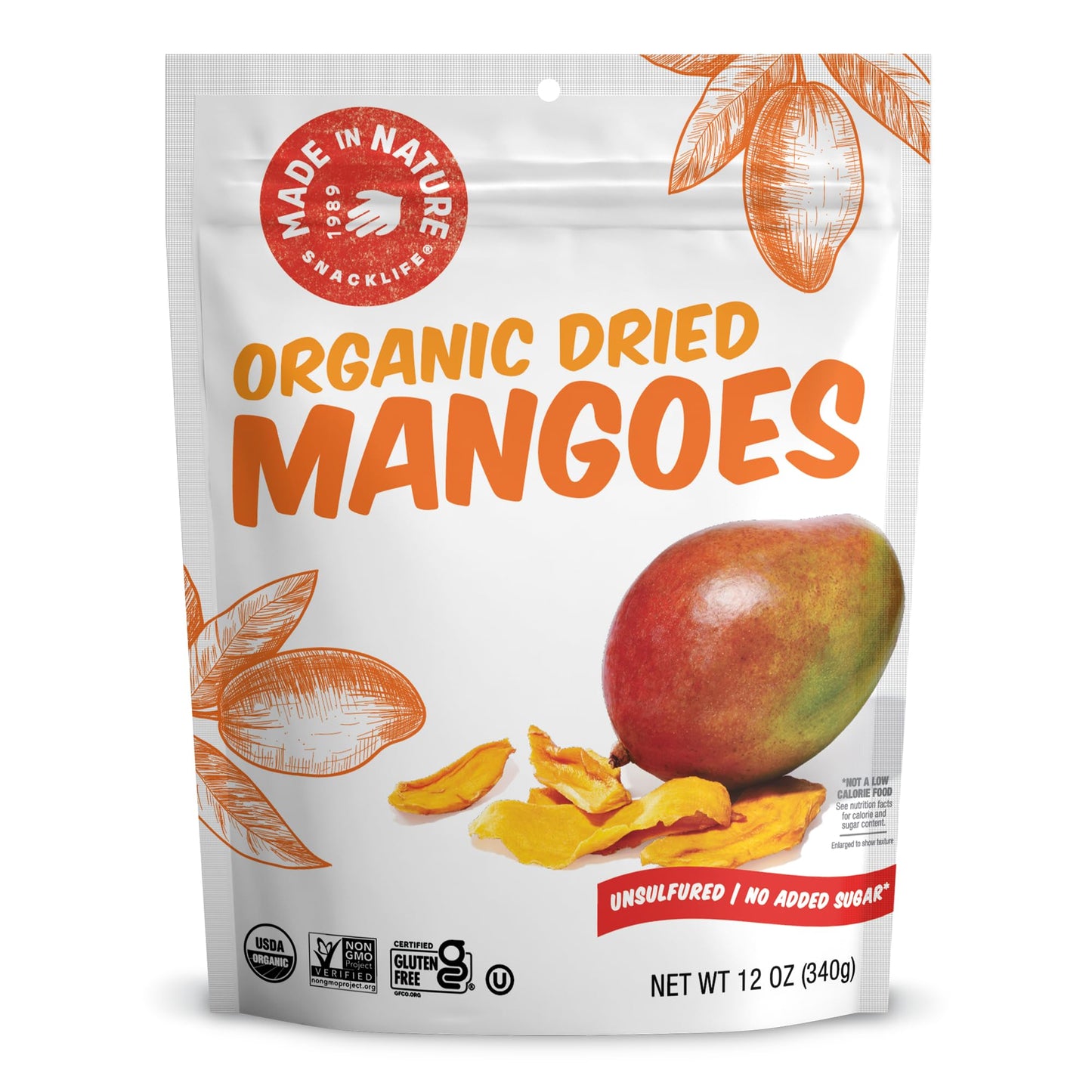 Made In Nature Organic Dried Mangoes, 12 Ounce (Pack of 1) - Vegan Snack, Non-GMO, Unsulfured, Gluten Free, Kosher