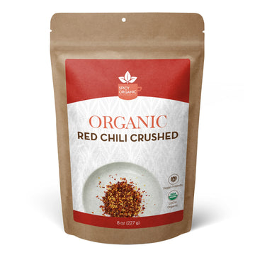 Spicy Organic Crushed Red Pepper Flakes 8 Oz. - Robust Chili Peppers Seasoning Spice - Usda Organic, Kosher, Non-Gmo- Ideal For