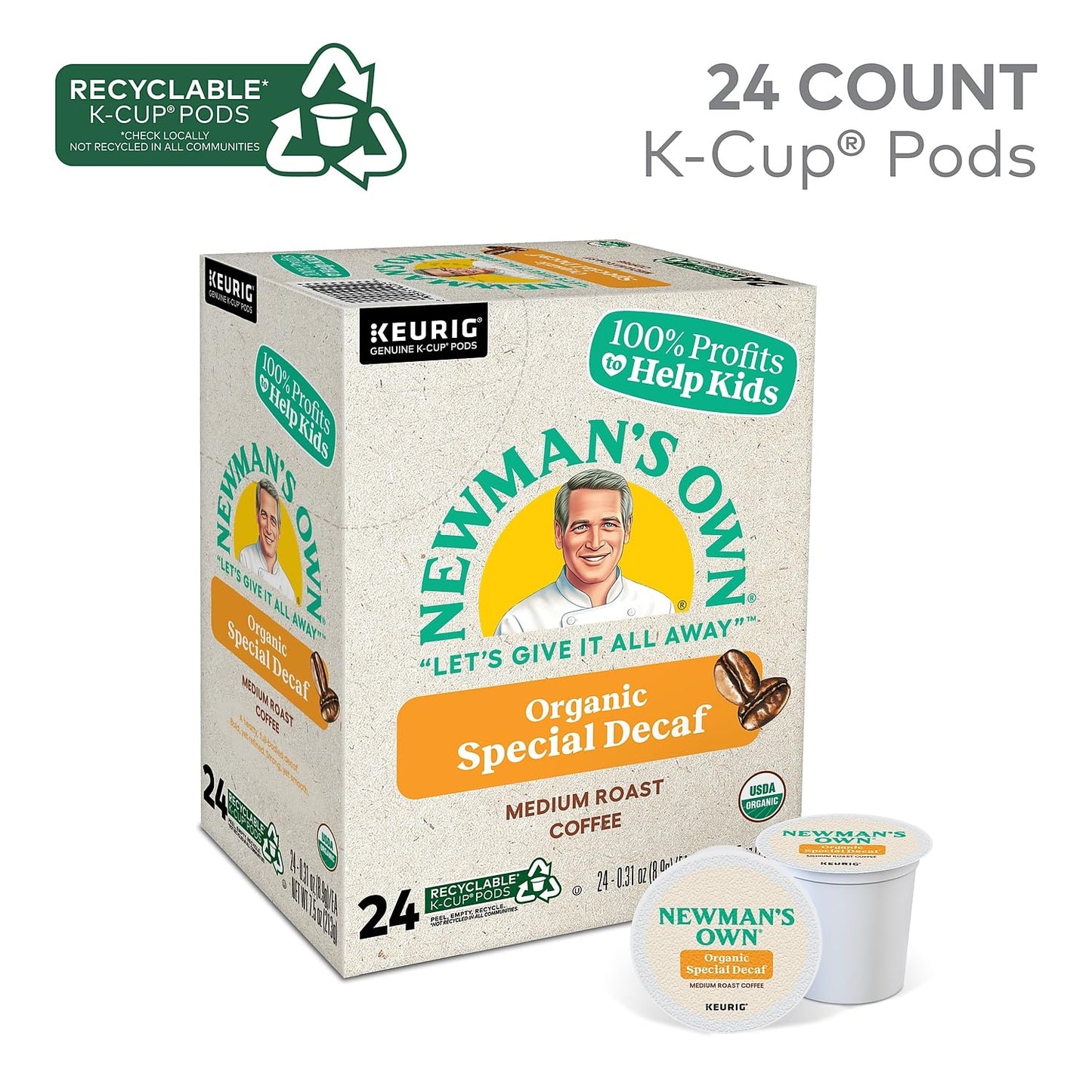 Newman'S Own Organics Newman'S Special Decaf Keurig Single-Serve K-Cup Pods, Medium Roast Coffee, 24 Count