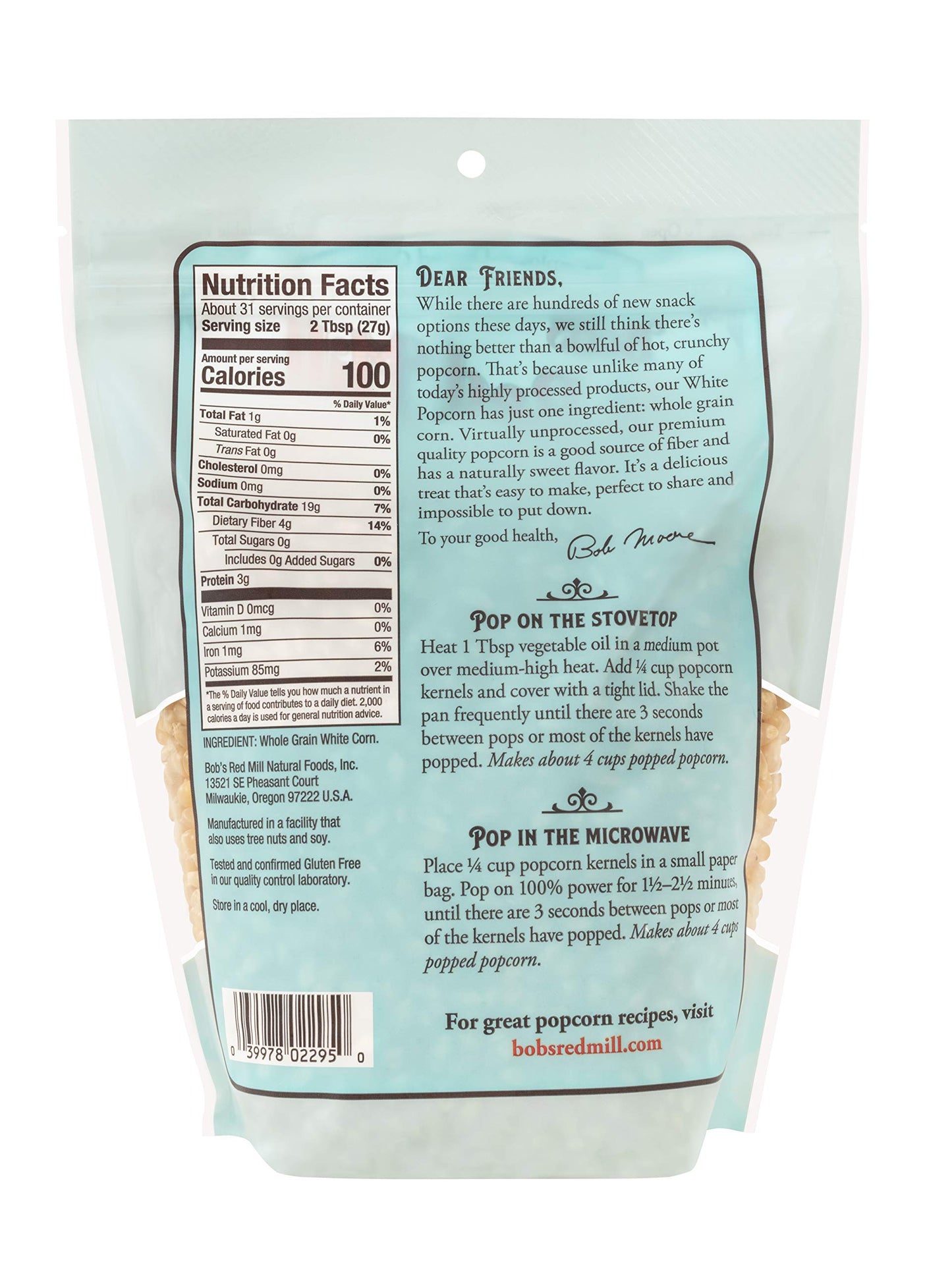 Bobs Red Mill Whole White Popcorn 30-Ounce