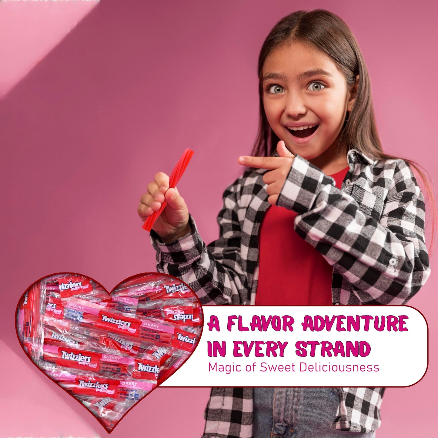 Twizlers Pull n Peel Cherry Bulk Pack  1 lb (Approx. 35 Pieces) - Fun and Delicious Cherry Flavored Licorice Candy