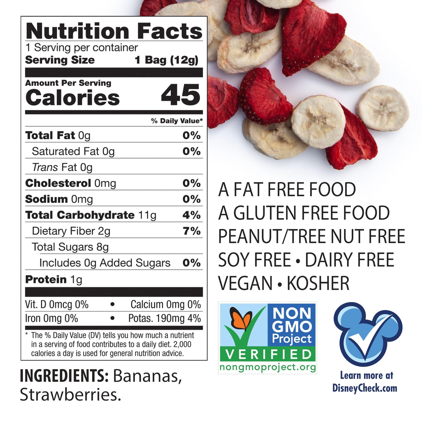 Brothers All Natural Disney Freeze Dried Fruit Crisps, Banana Strawberry, 0.42 Oz (Pack of 12), Made with 100% Fruit, Gluten Fre