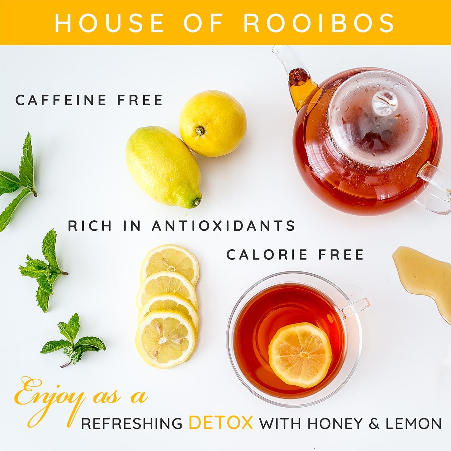 House of Rooibos Organic Rooibos Tea - Caffeine-Free Herbal Tea - 80 Bags