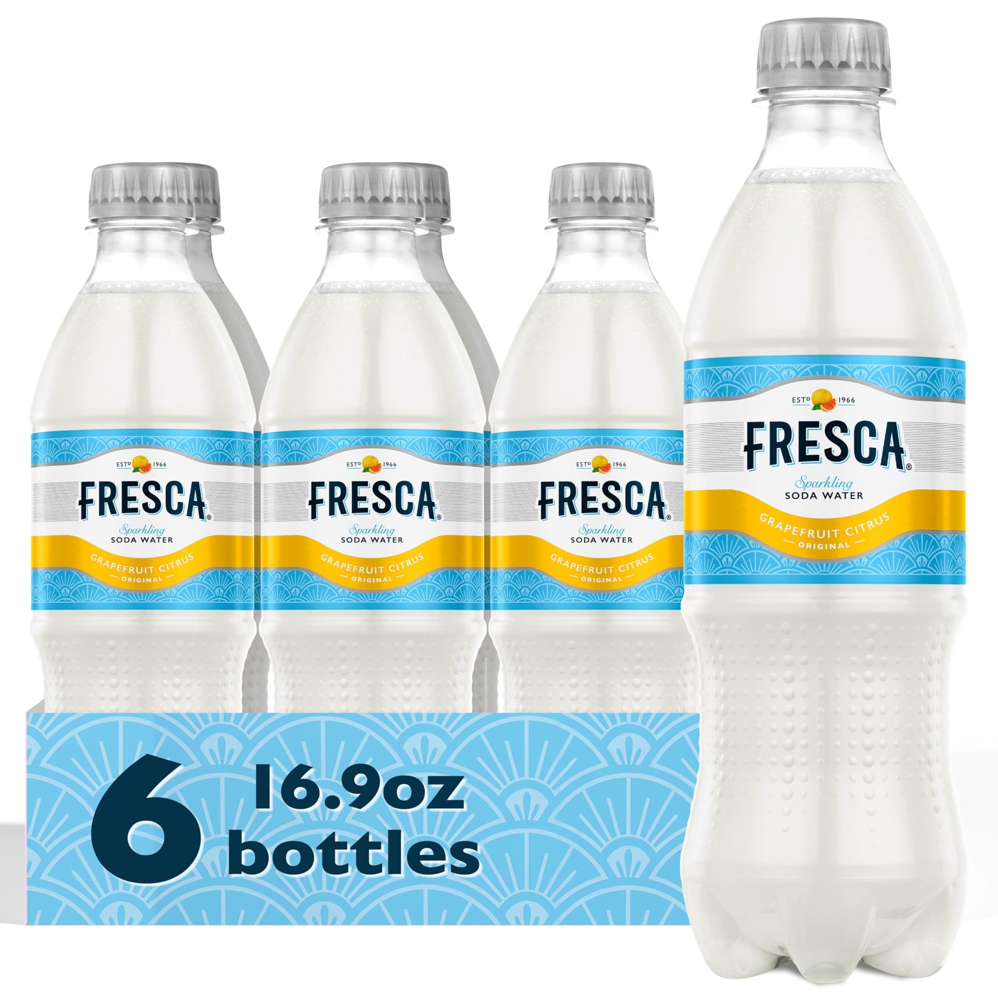 Fresca Citrus Soda Soft Drink, Pack of 6 Bottles, 16.9 fl oz Each, Refreshing Citrus Flavor