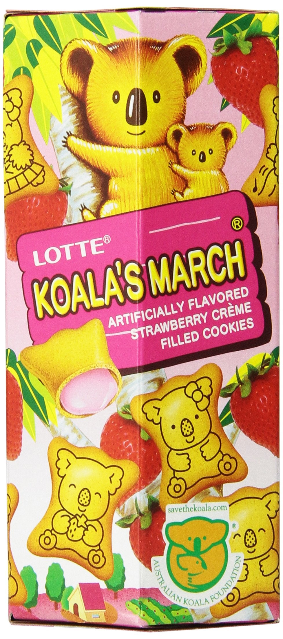 Lotte Koala's March Cookie with Strawberry Cream, 1.45 Oz, (Pack of 12)