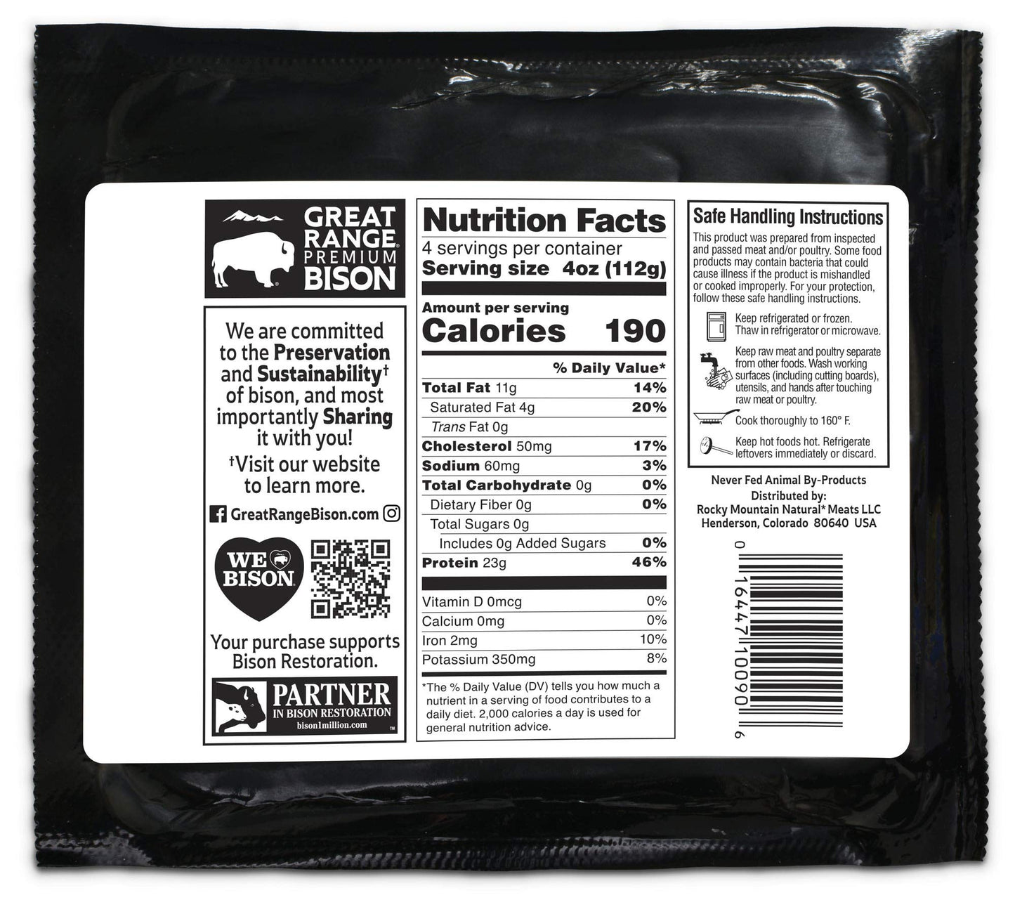 Great Range, 90%/10% Ground Bison Brick, 1 lb