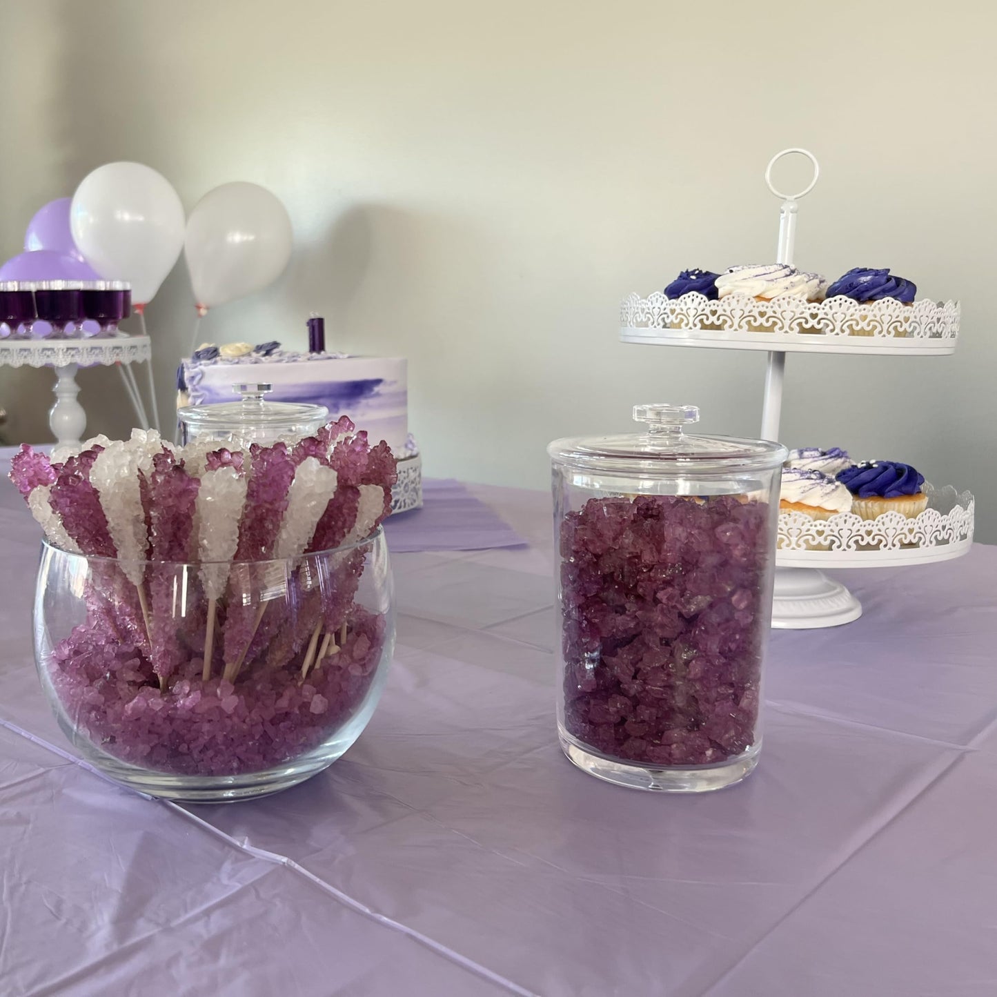 Classic Rock Candy Sticks, Sugar Rock Crystal Lollipops, Individually Wrapped (Pack Of 18, Grape Purple)