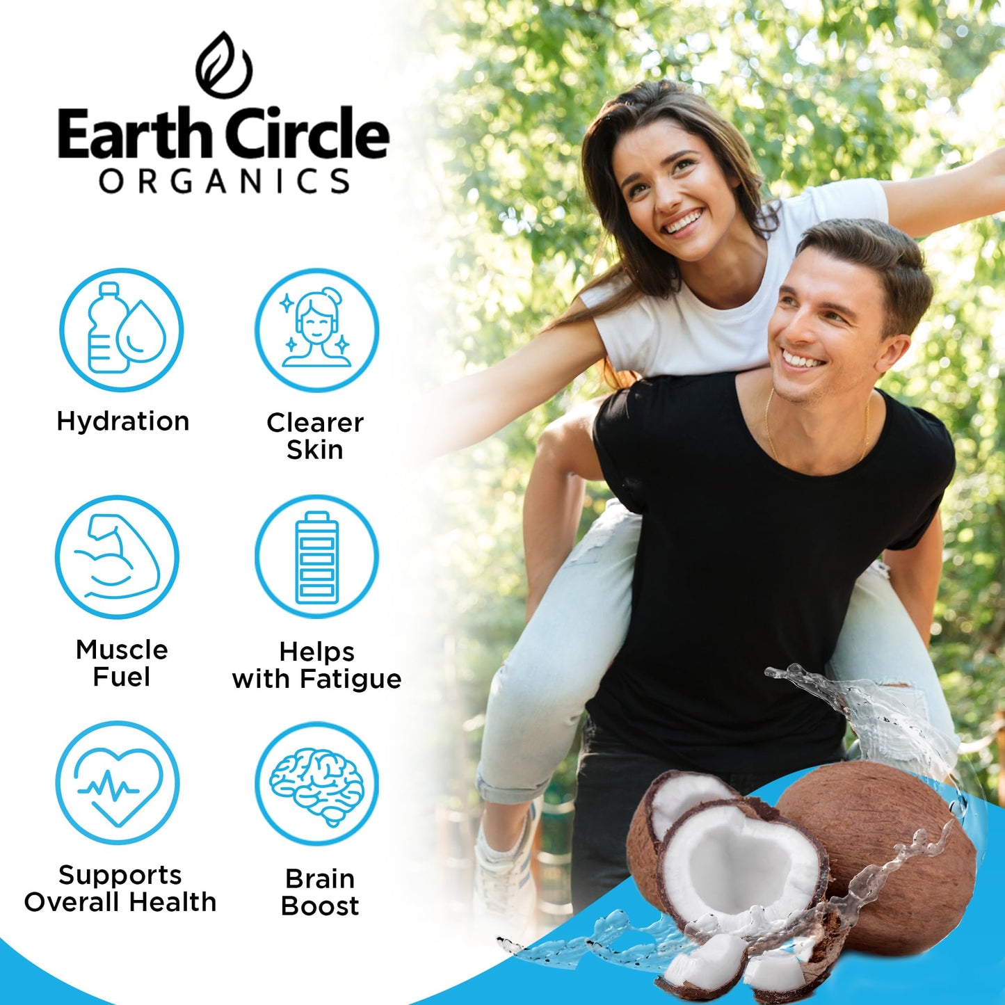 Earth Circle Organics Coconut Water Powder - Hydration dietary product, Vegan, Gluten Free, 8oz