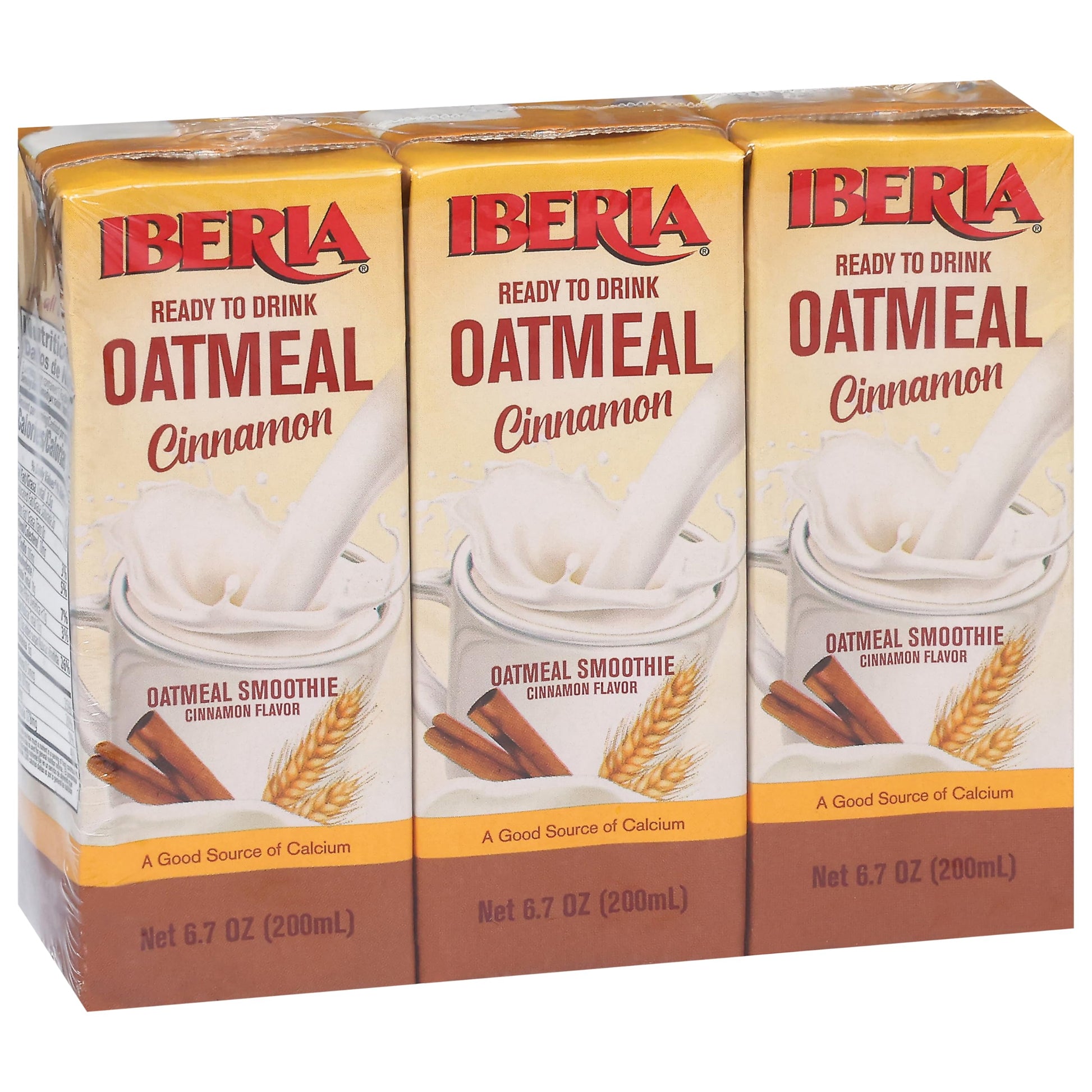 Iberia Oatmeal Drink, Ready-to-Drink, Shelf Stable, Good Source of Calcium, Cinammon Oatmeal Smoothie 6.8 fl oz Single Serve Pac