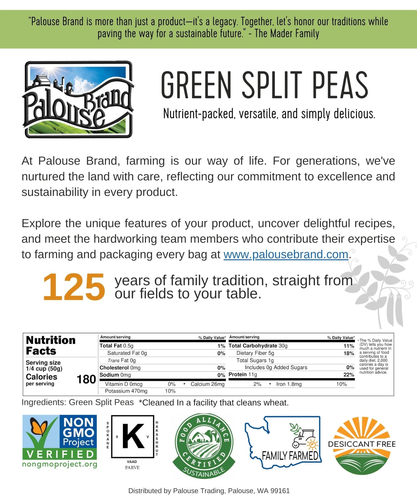 Green Split Peas | 100% Desiccant Free | 1.36 Kg | Non-Gmo Project Verified | 100% Non-Irradiated | Certified Kosher Parve | Usa