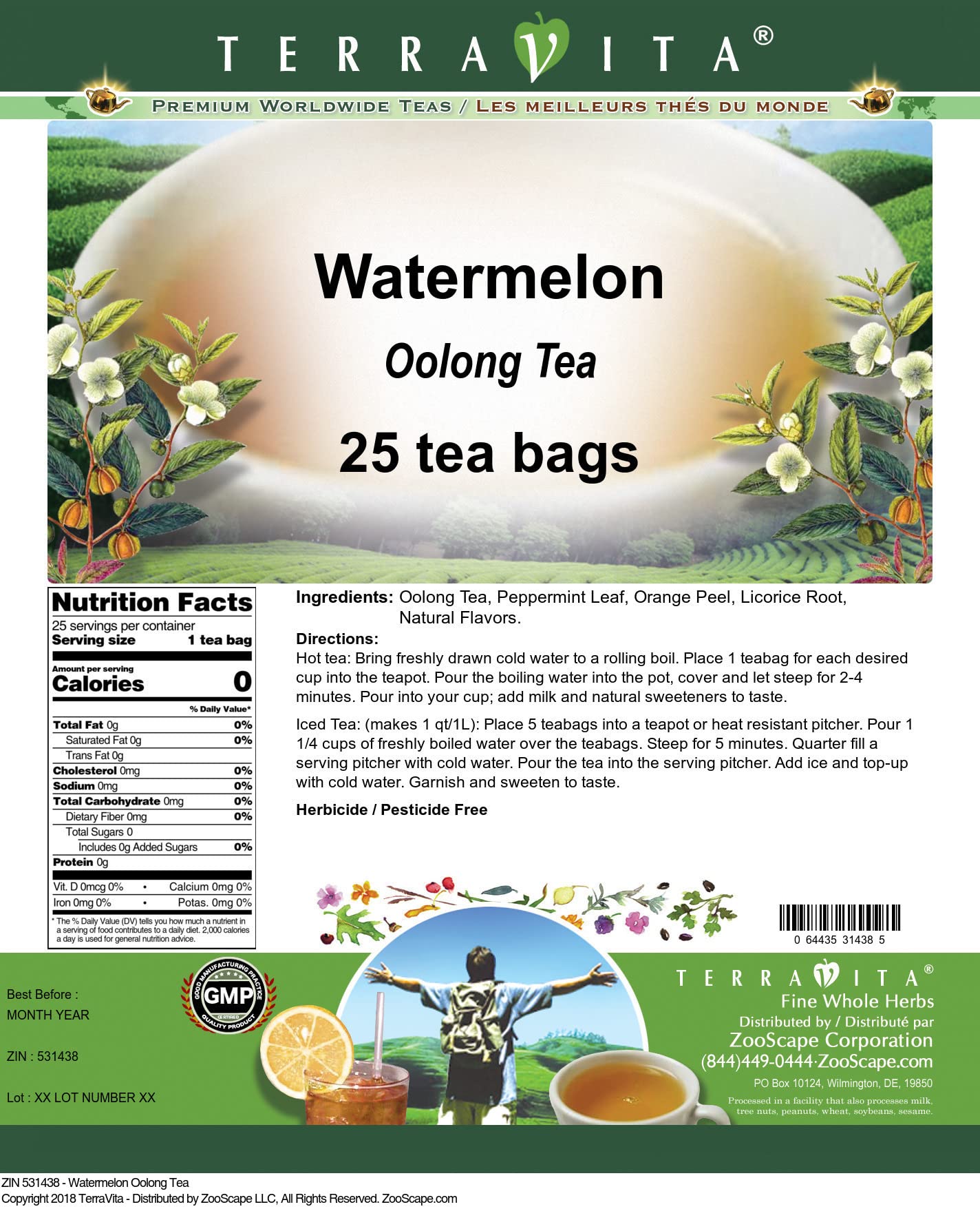Watermelon Oolong Tea (25 Tea Bags, Zin: 531438)